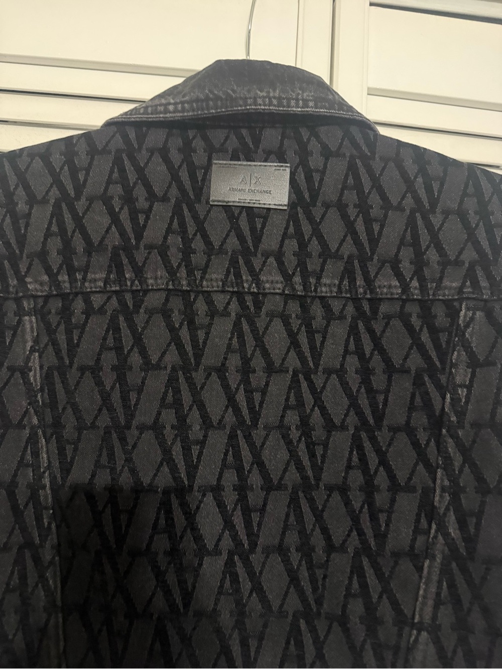 A/X Armani Exchange Black Monogram cropped Jacket .